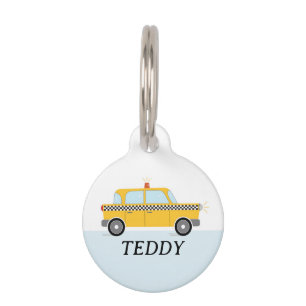 MÉDAILLON POUR ANIMAUX TAXI NYC (BLEU)
