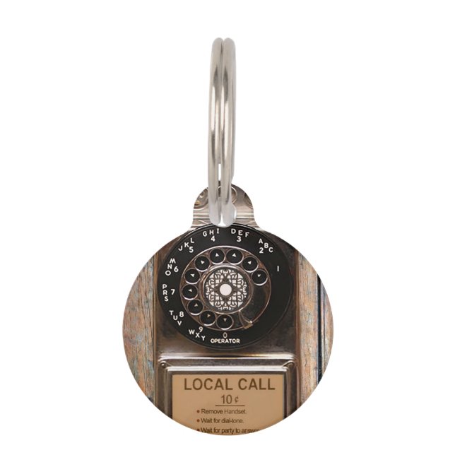 Médaillon Pour Animaux Téléphone antique rotatif payant rude (Devant)