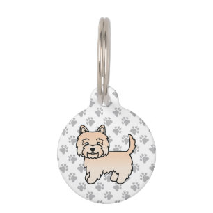Médaillon Pour Animaux Térrier Cairn Crème Chien de Dessin Animé Mignon &