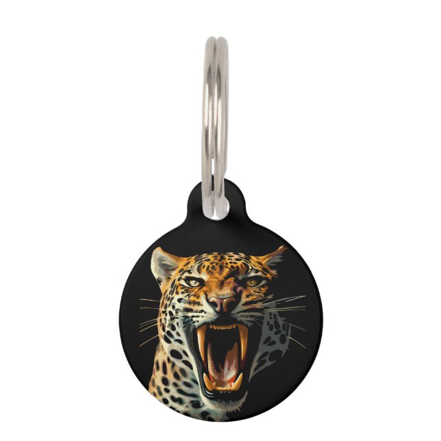 Médaillon Pour Animaux Tête d'attaque du léopard (Devant)