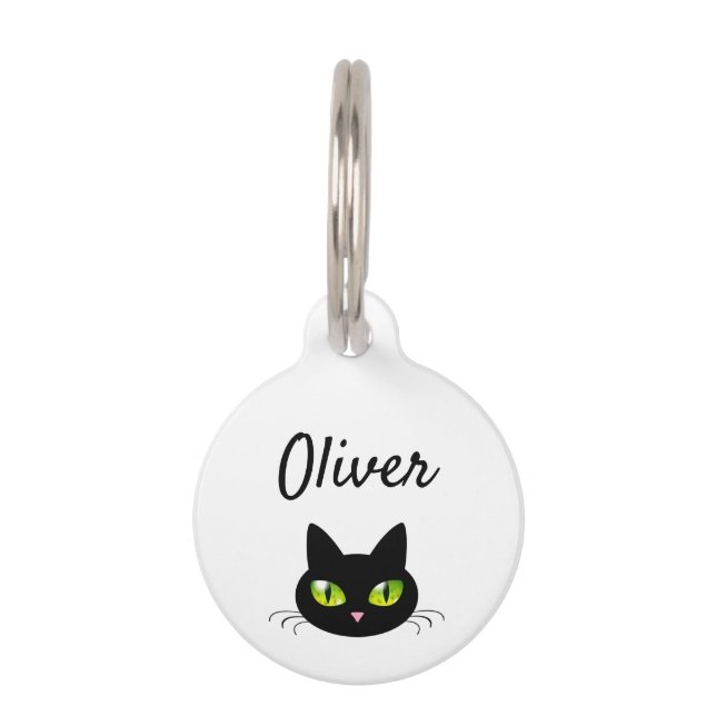 Médaillon Pour Animaux Tête de chat noire moderne mignonne et Cool (Devant)