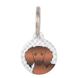 Médaillon Pour Animaux Tête de chien cartoon de teckel à poil long rouge