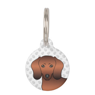 Médaillon Pour Animaux Tête de chien Dachshund à poil lisse rouge sablé