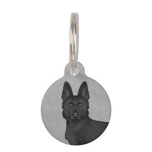 Médaillon Pour Animaux Tête de chien de berger allemand noir de dessin an
