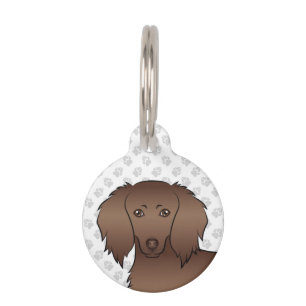 Médaillon Pour Animaux Tête de chien de dessin animé teckel à longs poils