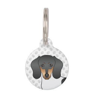 Médaillon Pour Animaux Tête de chien teckel à poil court pied noir et feu