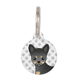 Médaillon Pour Animaux Tête de Chihuahua à poil lisse noir et feu