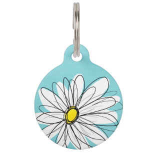 Médaillon Pour Animaux Texte lunatique de coutume d'Aqua et de marguerite