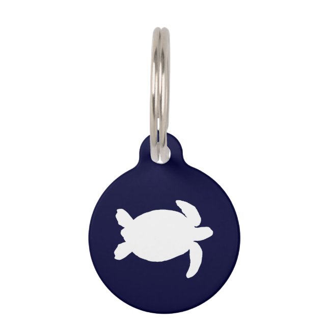 Médaillon Pour Animaux Tortue bleue et blanche (Devant)