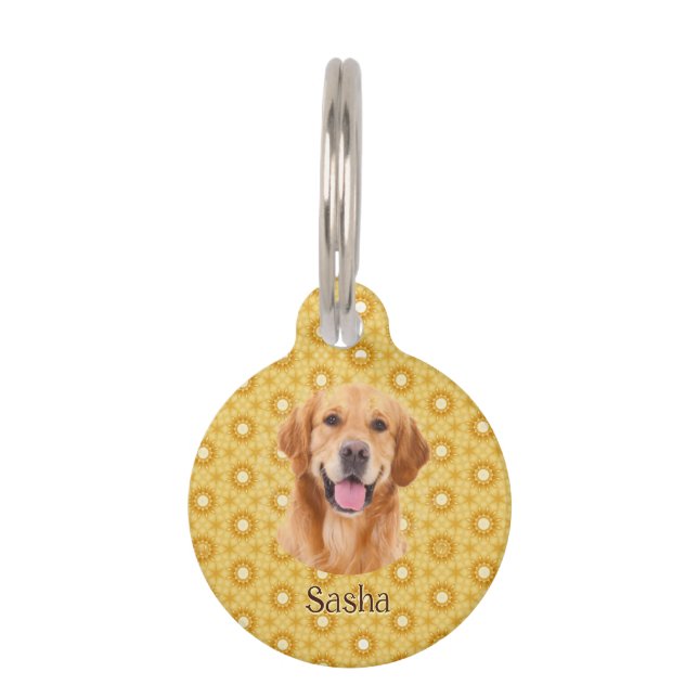 Médaillon Pour Animaux "Toujours élégant Stylish Golden Retriever Floral  (Devant)