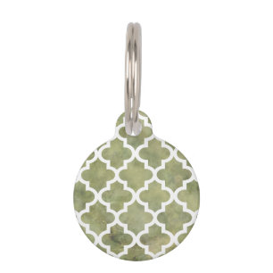 Médaillon Pour Animaux Trellis de tuiles marocaines Motif sur marbre vert