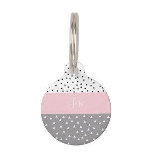 Médaillon Pour Animaux Triangles et points géométriques élégants dans