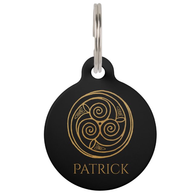 Médaillon Pour Animaux Triple Celtic Knot Personnalisé Swirl Mandala (Devant)
