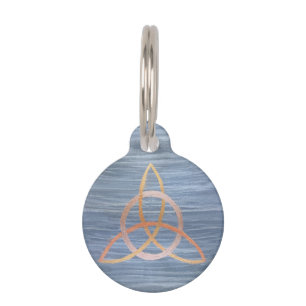Médaillon Pour Animaux Triquetra Abstrait   Blue Gold Celtic Trinity Knot