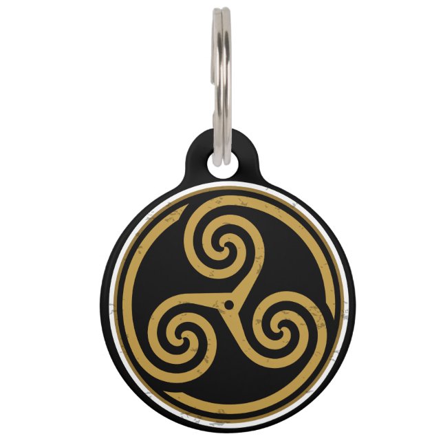 MÉDAILLON POUR ANIMAUX TRISKELION TRIPLE CELTIC SPIRAL (Devant)