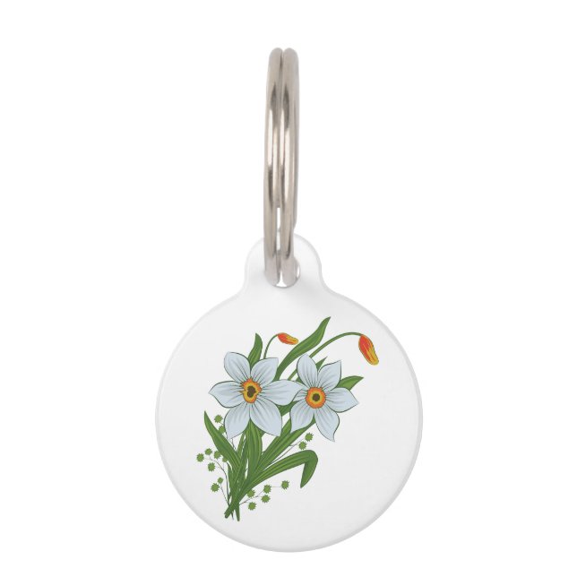 Médaillon Pour Animaux Tulipes et jonquilles Fleurs (Devant)