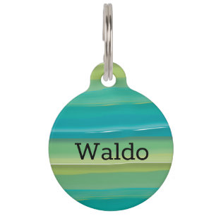 Médaillon Pour Animaux Turquoise vert moderne Abstrait