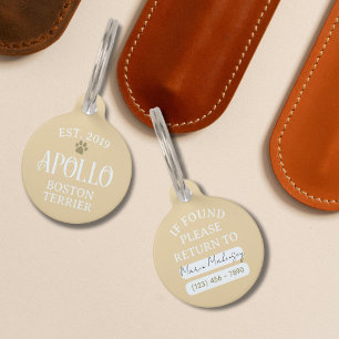 Médaillon Pour Animaux Typographie de nom de compagnie personnalisée en a