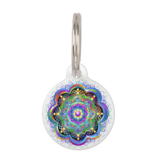 Médaillon Pour Animaux Univers Mandala Couleurs Psychédéliques