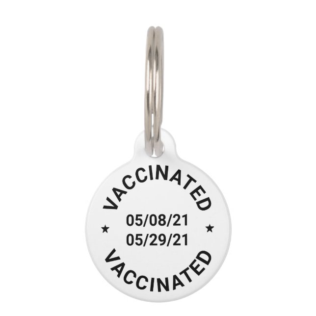 Médaillon Pour Animaux Vacciné avec des dates et du texte personnalisés (Devant)
