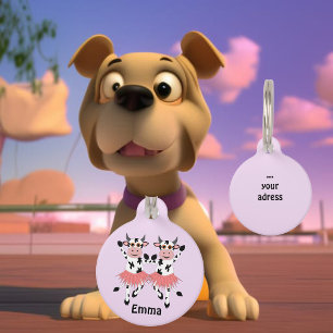 Médaillon Pour Animaux Vaches dansantes mignonnes et amusantes, personnal