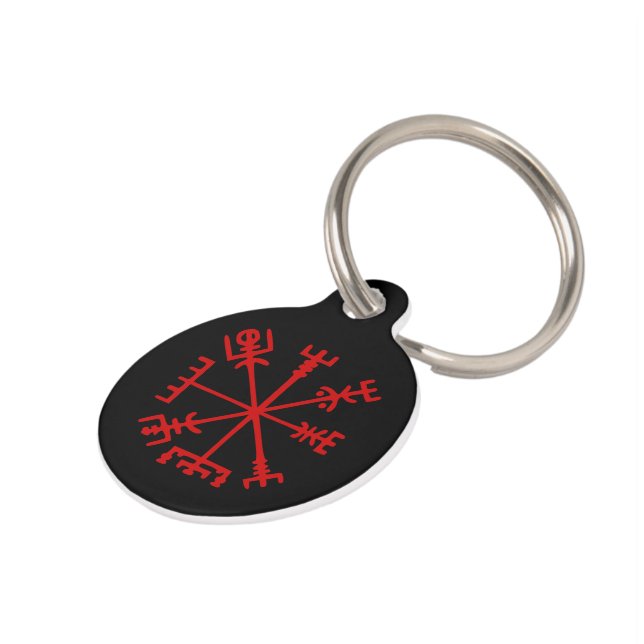 Médaillon Pour Animaux Vegvísir rouge sang (boussole de Viking) (Côté )