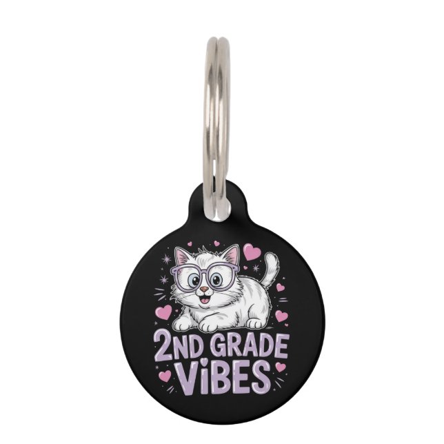 Médaillon Pour Animaux Vibes De Deuxième Année Amoureux des chats Mignonn (Devant)