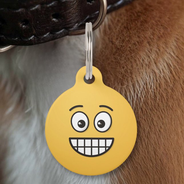 Médaillon Pour Animaux Visage Sourire avec Étiquette de Nom de Compagnie (Créateur téléchargé)