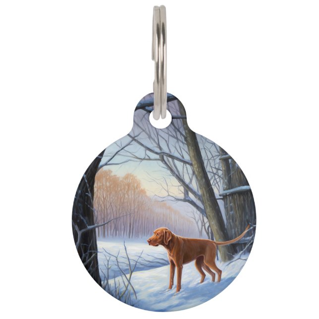 Médaillon Pour Animaux Vizla Laisser neiger Noël (Devant)
