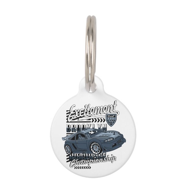 Médaillon Pour Animaux Voiture de course _ Moteur (Devant)