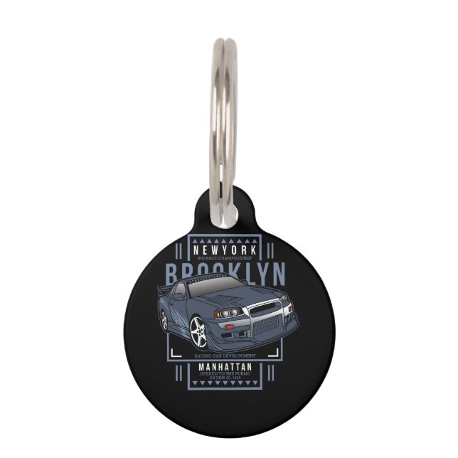 Médaillon Pour Animaux Voiture de course _ Moteur 15 (Devant)