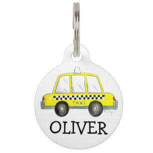Médaillon Pour Animaux Voiture de taxi New York City NYC Jaune À damiers