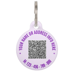 Médaillon Pour Animaux Votre code QR Informations sur le texte personnali