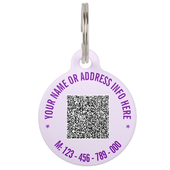 Médaillon Pour Animaux Votre code QR Informations sur le texte personnali (Dos)