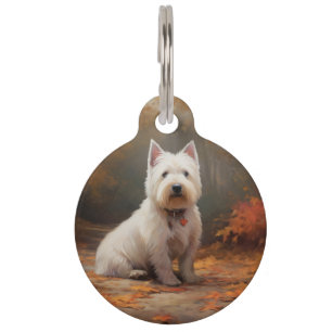 Médaillon Pour Animaux West Highland White Terrier à l'automne Leaves aut
