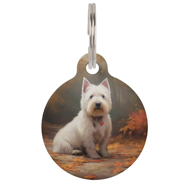 Médaillon Pour Animaux West Highland White Terrier à l'automne Leaves aut (Devant)