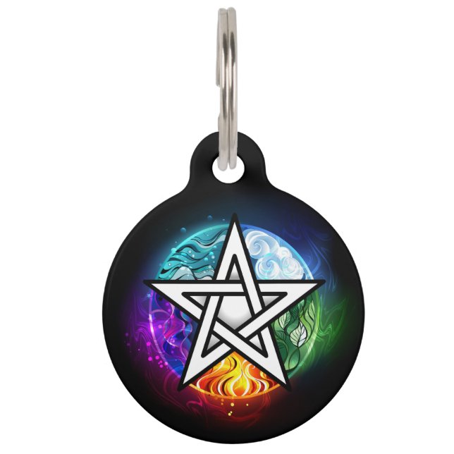 Médaillon Pour Animaux Wiccan pentagram (Devant)