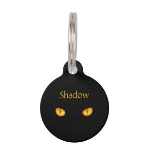 Médaillon Pour Animaux Yeux percés de Chat noir Nom et numéro