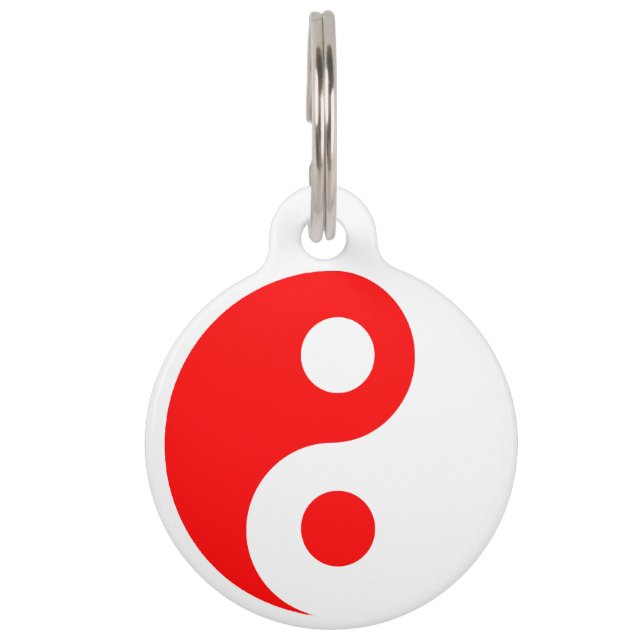 Médaillon Pour Animaux Yin Yang rouge et blanc (Devant)