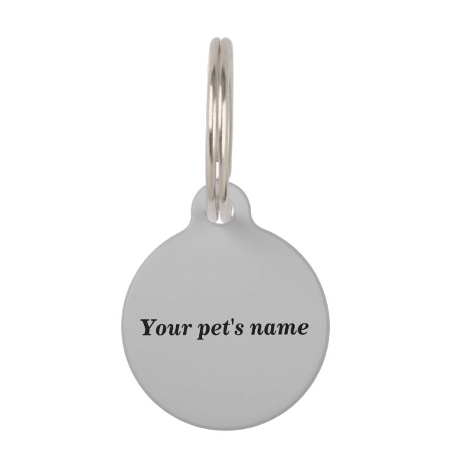 Médaillon Pour Animaux Your Pet’s Name on Gray Round Pet Tag (Devant)