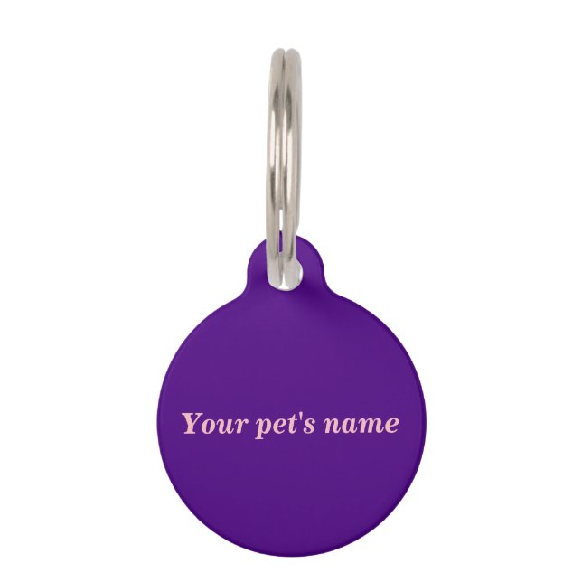 Médaillon Pour Animaux Your Pet’s Name on Purple Round Pet Tag (Devant)