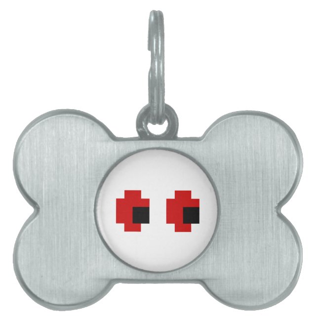 Médaillons Pour Animaux Domestiques 8 bits Éffrayants yeux rouges (Devant)
