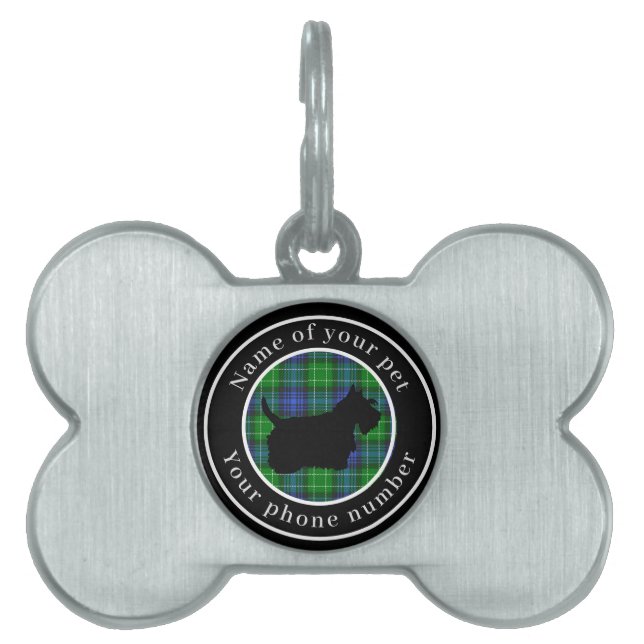 Médaillons Pour Animaux Domestiques Abercrombie Tartan Scottie Chien Personnalisé (Devant)