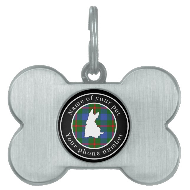 Médaillons Pour Animaux Domestiques Agnew Tartan Scottie Dog Personnalisé (Devant)