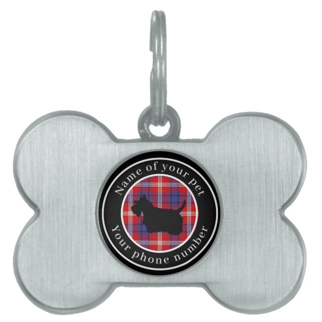 Médaillons Pour Animaux Domestiques Ainslie Tartan Scottie Dog Personnalisé (Devant)