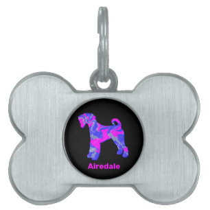 Médaillons Pour Animaux Domestiques Airedale Terrier Dog Crazy Hot Rose & Blue Pet Ta