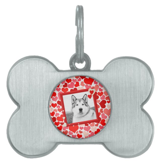Médaillons Pour Animaux Domestiques Alaskan Malamute Chien Valentines Coeur (Devant)
