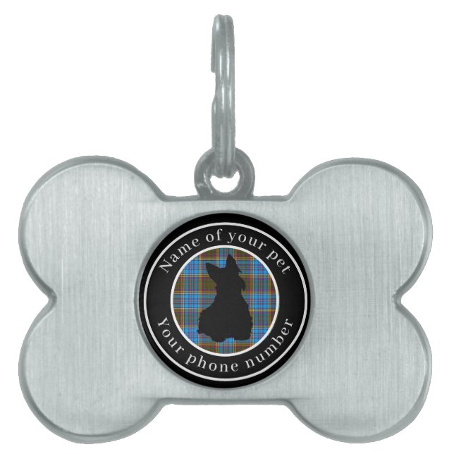 Médaillons Pour Animaux Domestiques Anderson Tartan Scottie Dog Personnalisé (Devant)