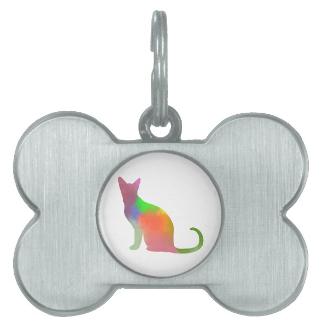 Médaillons Pour Animaux Domestiques Aquarelle Chat Silhouette (Devant)