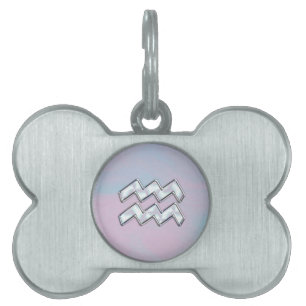 Médaillons Pour Animaux Domestiques Aquarius Zodiac on Mother of Pearl Style